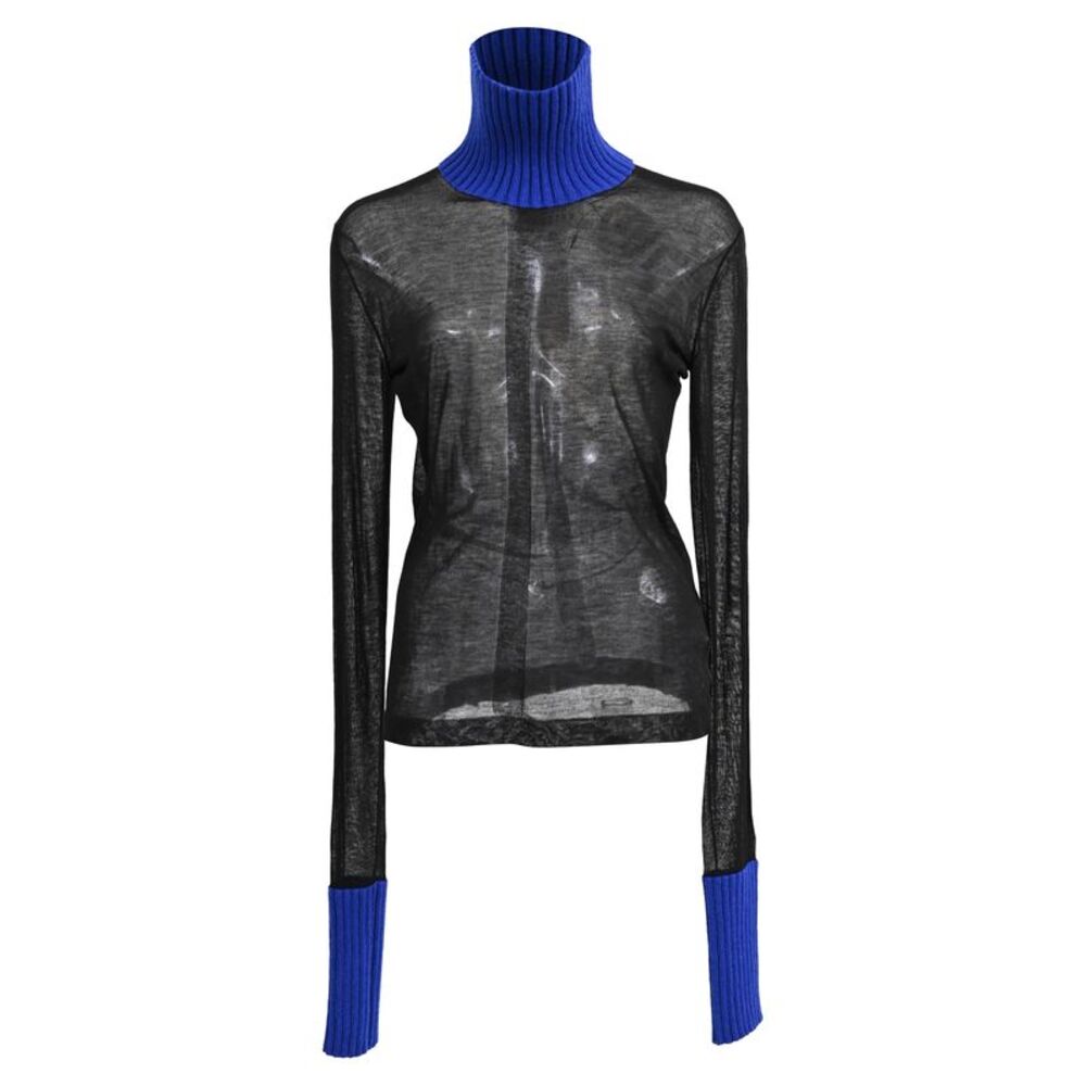 Maison Margiela Sheer Turtleneck Top in Black Viscose